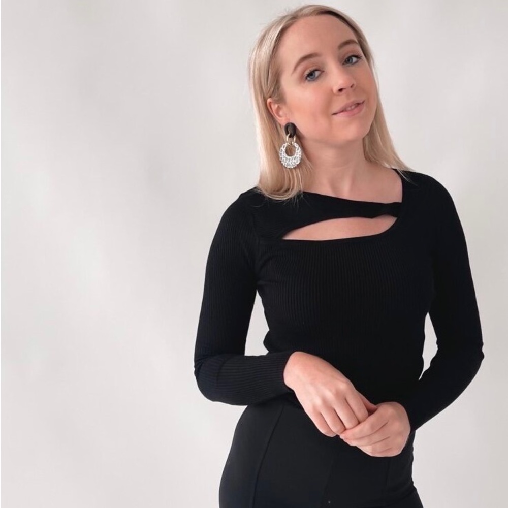 Black Cutout Sweater Top